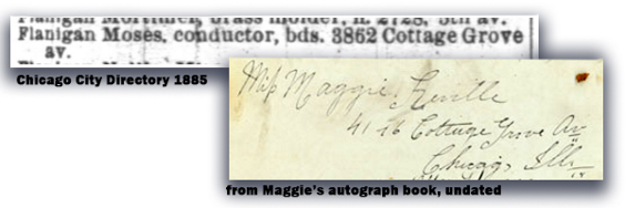 Moses's and Maggie's addresses in the 1880s